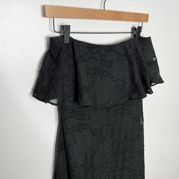 Lulus Womens Love You So Truly Strapless Midi Dress M Black Burnout Floral - Picture 6 of 13